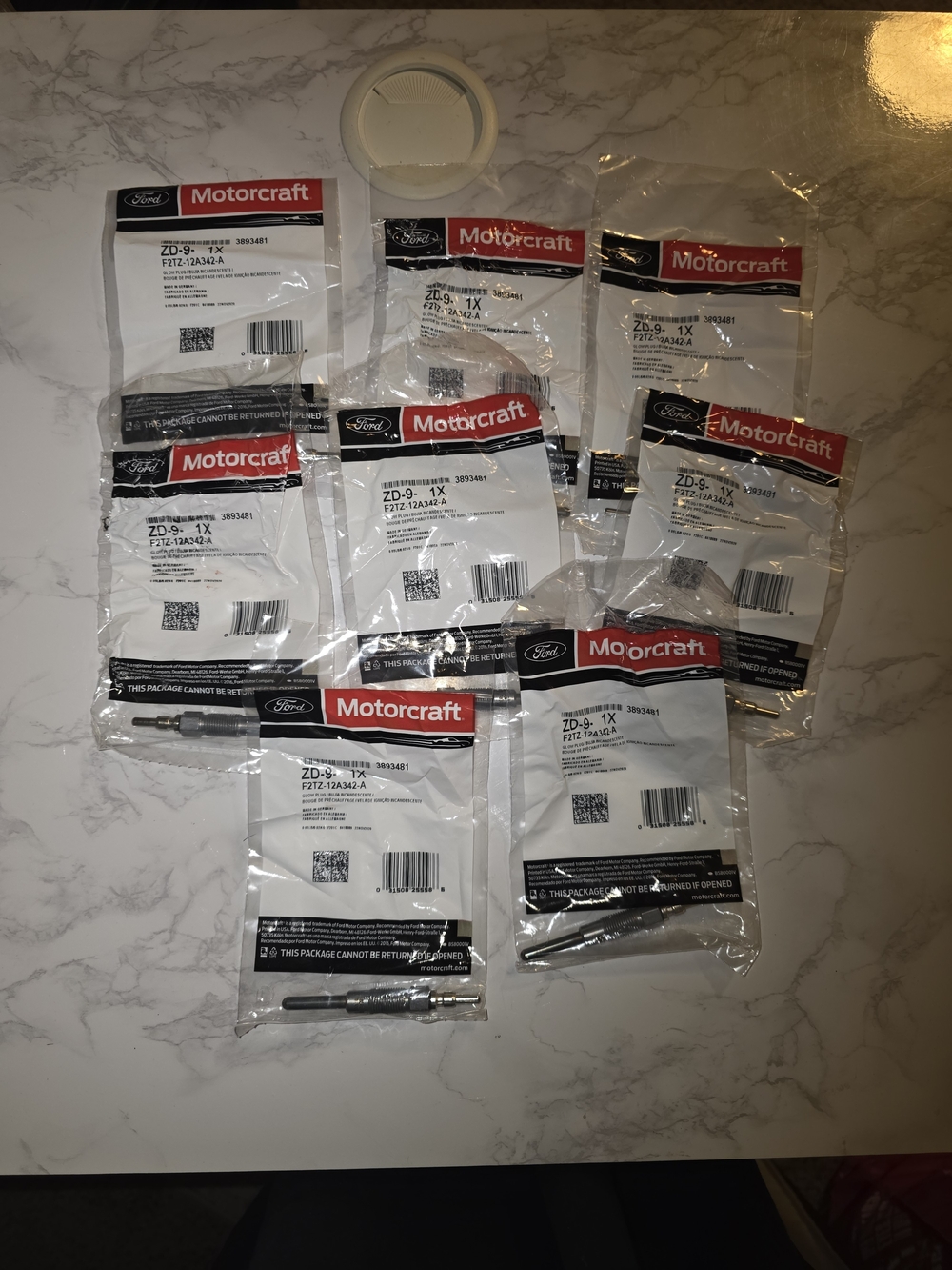 Set of 8 Motorcraft ZD-9 Glow Plugs F2TZ-12A342-A – Ford 7.3L IDI – New Old Stoc